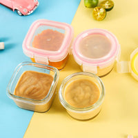 Baby Glass Food Storage Containers with Lids, Freezer and Microwave Safe, Stackable Meal Prep Jars for Infants