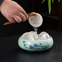Large Ceramic Tea Wash Bowl for Kung Fu Tea Ceremony Accessories