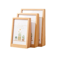 Minimalist Trapezoid Beech Wood Photo Frame with Acrylic Panel for Tabletop Display