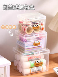 Clear Desktop Storage Box with Lid for Small Items and Stationery
