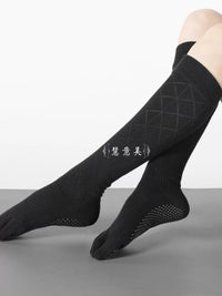 Non-Slip Toeless Yoga Pilates Socks for Women, Knee-High Grip Socks for Barre Dance Fitness