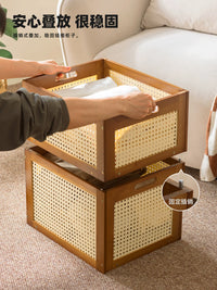 Stackable Rattan-Style Storage Box for Home Organization, Toys, and Clothes