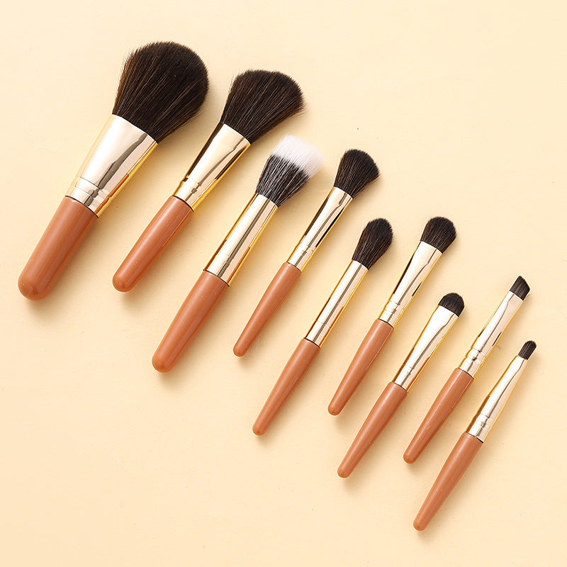 9-Piece Portable Makeup Brush Set with Pouch for Beginners Travel