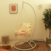 Indoor Hanging Swing Chair with Stand, Rattan Wicker Egg Chair for Bedroom Balcony