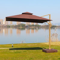 Outdoor Patio Cantilever Umbrella with Base, Aluminum Alloy Sunshade for Garden & Commercial Use