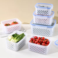 Food Grade Produce Saver Containers with Lids - Drainable Refrigerator Storage Bins for Fruits and Vegetables