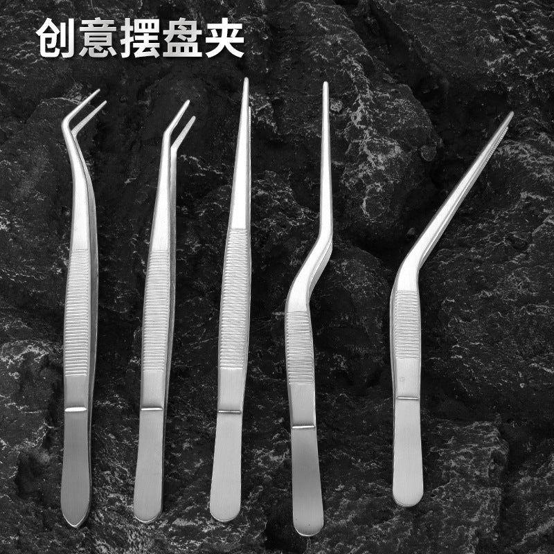Stainless Steel Food Tongs Set - Non-Slip BBQ Tongs, Serving Tongs, Pasta Tongs, Plating Tweezers