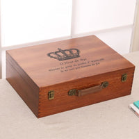 Portable Wooden Storage Box with Handle for Tools, Art Supplies, or Crafts
