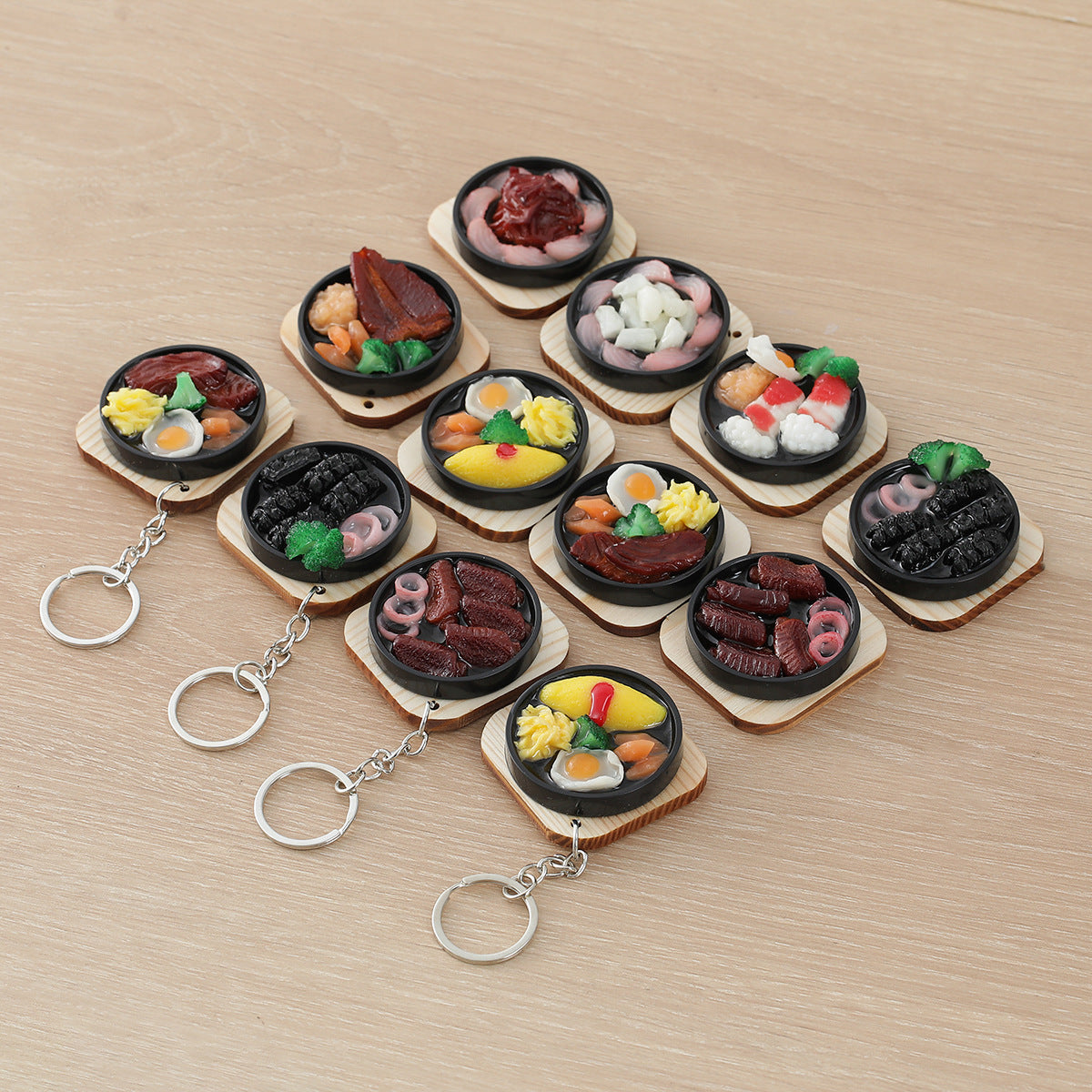 Realistic Teppanyaki Food Keychain Miniature Steak Sushi Bag Charm