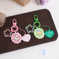 Embossed Acrylic Heart Keychain with Beaded Chain for Bags and Gifts