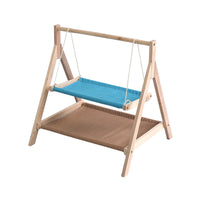 All-Season Double-Layer Cat Hammock Bed with Solid Wood Frame