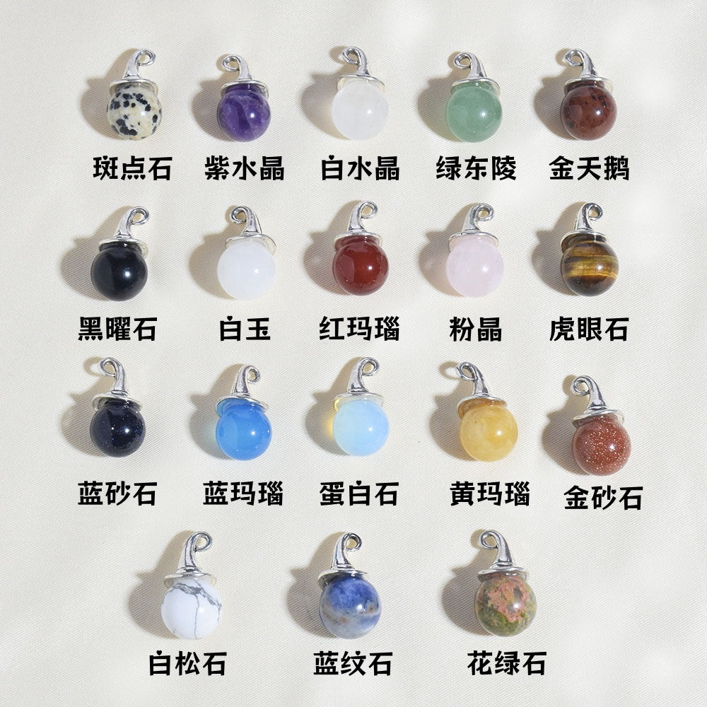 Natural Crystal Agate Witch Hat Pendant for DIY Jewelry Making