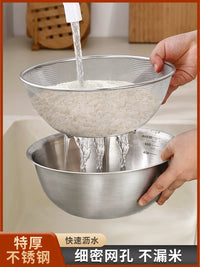Stainless Steel Food Grade Strainer Basket for Washing Vegetables and Rice, Kitchen Basin Filter