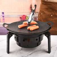 Portable Charcoal Grill for Outdoor Camping and Patio Use - Small Round Foldable BBQ Stove