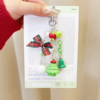 Handmade Beaded Santa Claus Christmas Keychain Phone Charm Bag Pendant