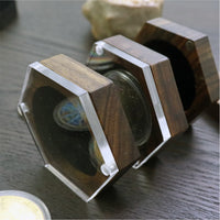 Ebony Wood Coin Display Case with Acrylic Lid for Commemorative Coins Medals Badges