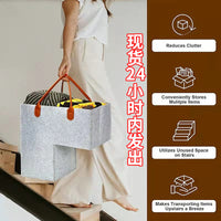 Felt L-Shaped Stair Basket with Handles for Storage and Organization