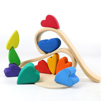 Wooden Cube Building Blocks Set for Kids, Creative Educational Toy, Rainbow Stacking Blocks