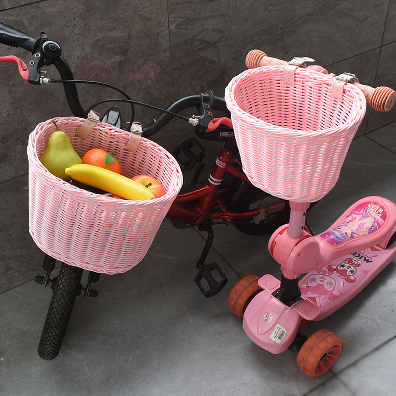 Kids' Woven Plastic Bicycle Basket for Front or Rear Mounting