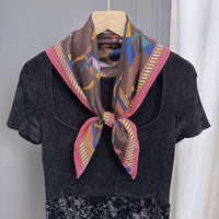 Velvet Square Scarf for Women, Soft Warm Fashion Scarf with Camellia and Horse Prints