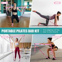 Adjustable Pilates Bar Kit for Men & Women - 3-Section Stick for Squats, Yoga & Fitness Training