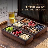 Luxury Chinese Style Wooden Nut and Candy Snack Box with Compartments