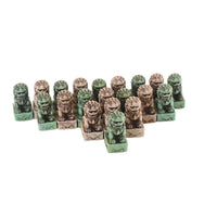 Vintage Dual-Tone Mini Stone Lion Figurines for Garden Micro Landscape Decor