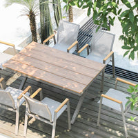 Outdoor Patio Garden Leisure Rope Woven Chair and Coffee Table Set, Waterproof Sunscreen Multi-person Dining Furniture