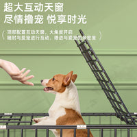 Pet Dog Cat Crate Indoor Outdoor Metal Kennel with Tray and Accessories for Small to Medium Breeds