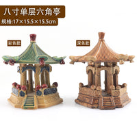 Aquarium Landscape Ceramic Pavilion Ornament for Fish Tank Decor