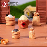 Miniature Harvest Grain Sack Resin Ornament for Home Decor