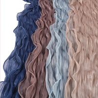 Women's Shimmering Crepe Headscarf Breathable Solid Color Wrinkled Gauze Scarf