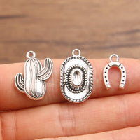 Western Cowboy Charm Alloy Pendants for DIY Jewelry Making - Boots, Cactus, Hat, Gun Designs