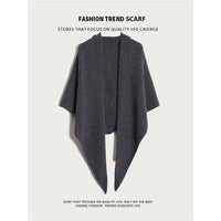 Wool Blend Knitted Triangle Shawl for Women, Warm Retro Scarf Poncho
