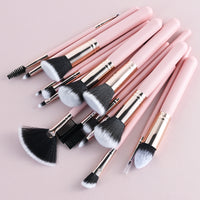 16-Piece Professional Makeup Brush Set with Pink Wooden Handles