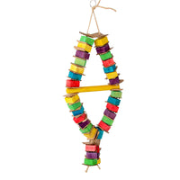 Parrot Chewing Toy with Colorful Wood Blocks and Cardboard for Birds