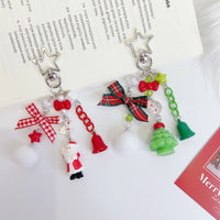 Handmade Beaded Santa Claus Christmas Keychain Phone Charm Bag Pendant
