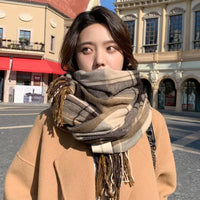 2025 Autumn/Winter Plaid Scarf for Men and Women, Thickened Korean Style Warm Shawl