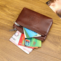Handmade Leather Cat Coin Purse Mini Portable Earphone Card Holder