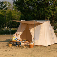 Inflatable Cotton Canvas Tent for Outdoor Camping, Family Waterproof Sunshade Shelter