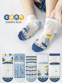 Kids' Non-Slip Mesh Floor Socks for Toddlers and Children, Cotton Trampoline Socks for Boys and Girls