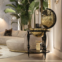 Luxury Designer Creative Art Globe Wine Cabinet Pure Copper Portugal Style Decorative Storage Bar Cart