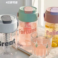 Summer Large Capacity Water Bottle for Girls, High Aesthetic Portable Sports Straw Cup with Tea Infuser, New Student Cup