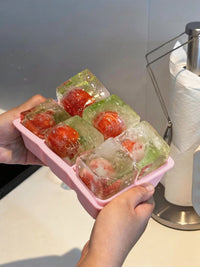 Large 6-Cavity Silicone Ice Cube Tray with Lid for Summer Drinks