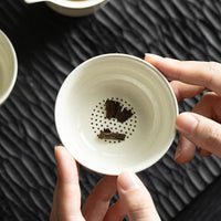 Ash Glaze Ceramic Tea Strainer Set with Daisy Pattern - Traditional Chinese Kung Fu Tea Accessory