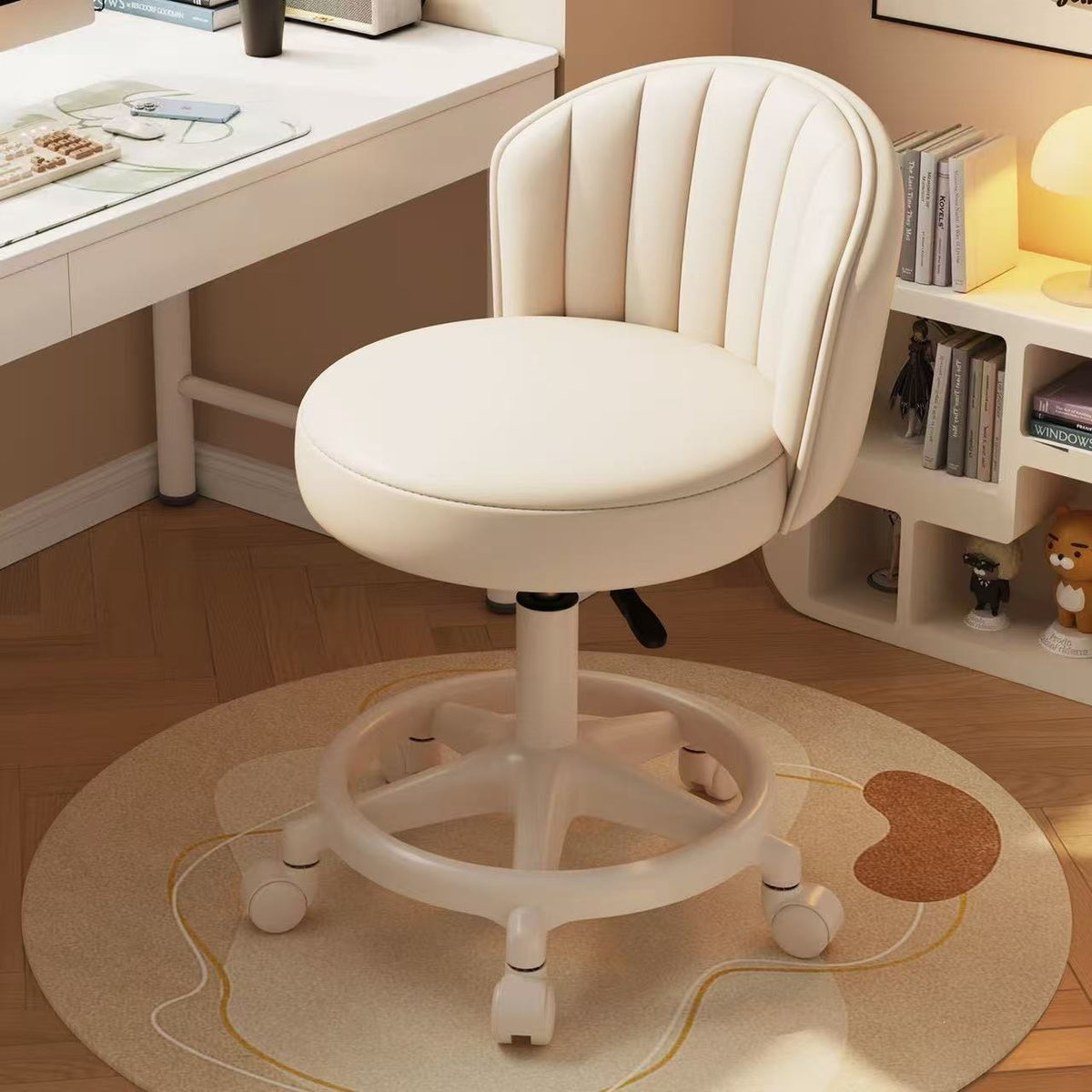 Adjustable Swivel Salon Stool with Backrest and Wheels for Beauty, Hair, and Bar Counters