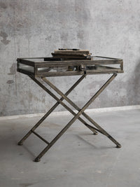 Industrial Loft Style Vintage Iron and Glass Display Cabinet with Lock