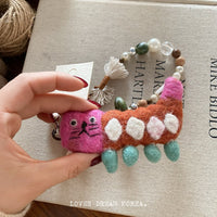 Handmade Nepali Wool Felt Cat Doll Bag Charm Keychain