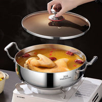 316 Stainless Steel Hot Pot/Soup Pot for Gas Stove & Induction Cooker, Food Grade Thickened Commercial Hot Pot Basin