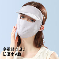 Ice Silk Breathable Sun Protection Face Mask with Brim for Women, UV Protection Summer Sunshade Face Cover